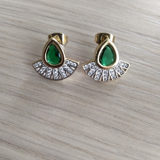ÇELİK YEŞİL SU DAMLASI MODEL YELPAZE KÜPE