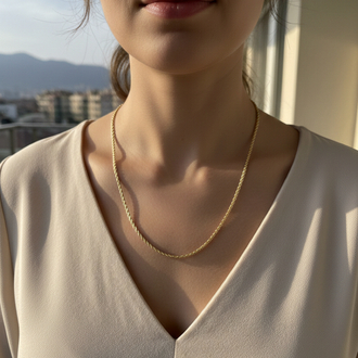 VİP SERİ 14K BURGU MODEL KOLYE 45 cm