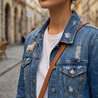 İNCİLİ KOYUN MODEL BROŞ