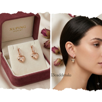 XUPİNG 18K TAŞLI X KALP MODEL KÜPE