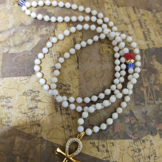 1061- ankh beyaz mercan kolye