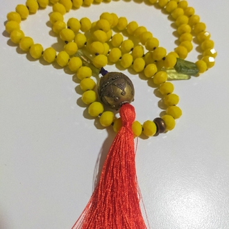 1072- Sarı uzun kolye