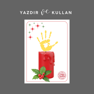 El İzi Mum Etkinliği | Yeni Yıl & Noel Temalı Çocuk Aktivite Şablonu (PDF)