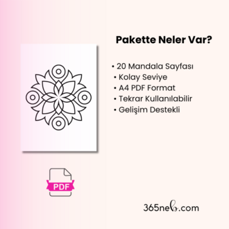 Kolay Mandala Boyama (3–6 Yaş) | 20 Sayfa Yazdırılabilir PDF