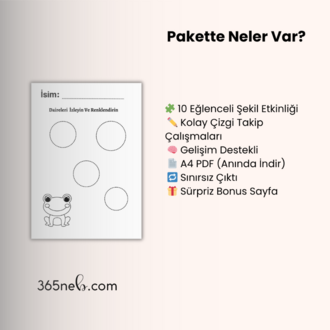 Eğlenceli Çizgi Takip & Boyama Etkinlikleri (3–5 Yaş)