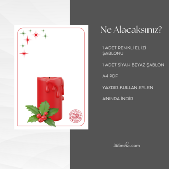 El İzi Mum Etkinliği | Yeni Yıl & Noel Temalı Çocuk Aktivite Şablonu (PDF)