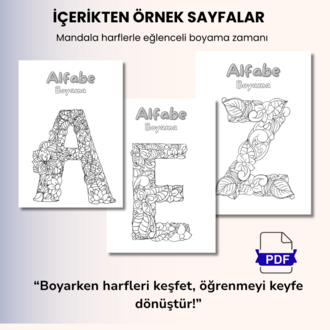 Alfabe Mandala Boyama Kitabı PDF | 6–10 Yaş Çocuklar İçin Yazdırılabilir E-Kitap