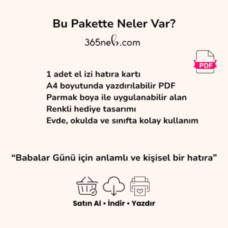 Babalar Günü Boyama ve El İzi Hatıra Kartı | 2 Sayfa A4 Yazdırılabilir PDF