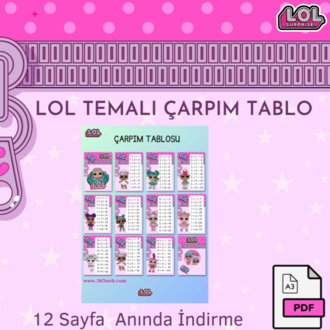 Çocuklar İçin LOL Temalı Yazdırılabilir Çarpım Tablosu |Evde Eğitim Kaynağı|