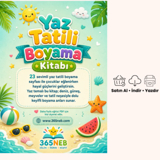 Yaz Tatili Boyama Kitabı | A4 Yazdırılabilir PDF
