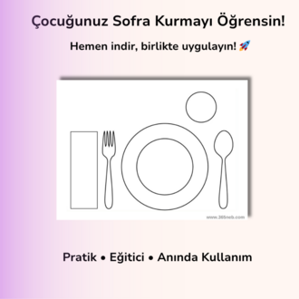 Sofra Düzeni Etkinliği (A3 PDF) | Montessori Günlük Yaşam Çalışması | 3-6 Yaş