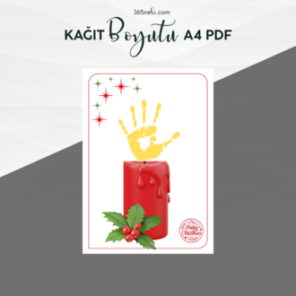 El İzi Mum Etkinliği | Yeni Yıl & Noel Temalı Çocuk Aktivite Şablonu (PDF)