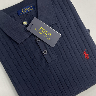 Ralph Lauren Premium Örgü Polo Yaka Tişört - Lacivert