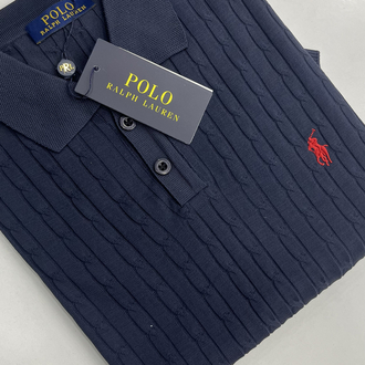 Ralph Lauren Premium Örgü Polo Yaka Tişört - Lacivert