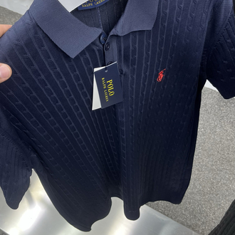 Ralph Lauren Premium Örgü Polo Yaka Tişört - Lacivert