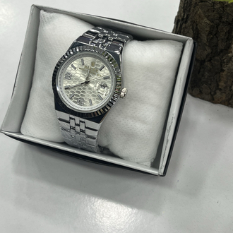 Datejust Fluted Bezel - Beyaz Petek Kadran Gümüş Çelik Saat + Cüzdan Hediye 