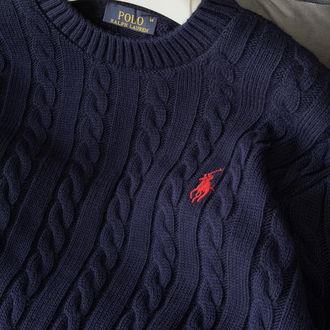 Premium Kalite Polo Saç Örgü Kışlık Kazak - Lacivert