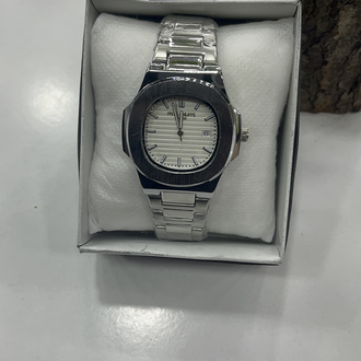 Nautilus Special Edition - Siyah Bezel Beyaz Kadran Çelik Saat + Cüzdan Hediye 