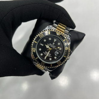 Premium Submariner Çelik Gold Erkek Kol Saati - Siyah Kadran