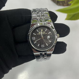 Datejust Fluted Bezel - Özel Siyah Dokulu Kadran Çelik Saat + Cüzdan Hediye 