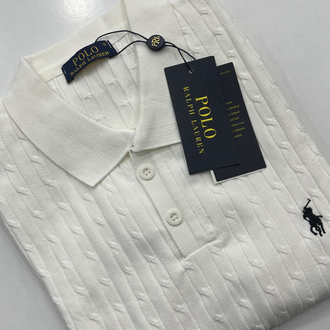 Ralph Lauren Premium Örgü Polo Yaka Tişört - Beyaz
