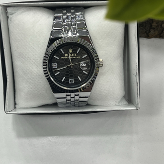 Datejust Fluted Bezel - Özel Siyah Dokulu Kadran Çelik Saat + Cüzdan Hediye 