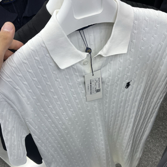Ralph Lauren Premium Örgü Polo Yaka Tişört - Beyaz