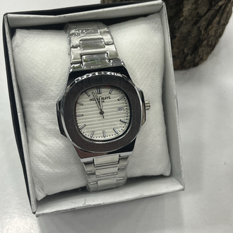 Nautilus Special Edition - Siyah Bezel Beyaz Kadran Çelik Saat + Cüzdan Hediye 