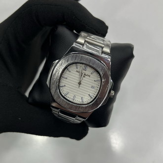 Nautilus Special Edition - Siyah Bezel Beyaz Kadran Çelik Saat + Cüzdan Hediye 