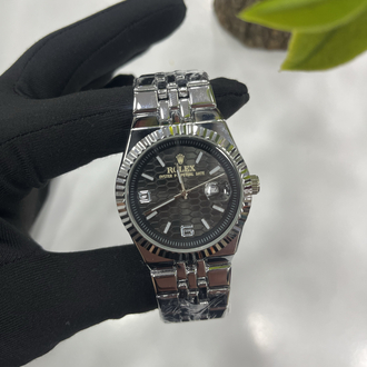 Datejust Fluted Bezel - Özel Siyah Dokulu Kadran Çelik Saat + Cüzdan Hediye 
