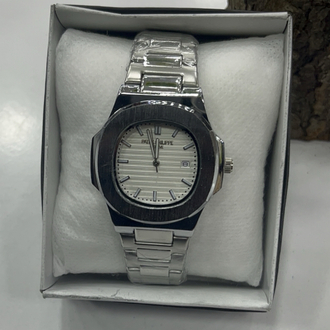 Nautilus Special Edition - Siyah Bezel Beyaz Kadran Çelik Saat + Cüzdan Hediye 