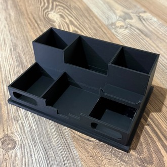 Kişiye Özel Çok Fonksiyonlu Masa Üstü Kalemlik - Kartvizit, Ataş Ve Kırtasiye Organizeri 3D