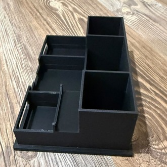 Kişiye Özel Çok Fonksiyonlu Masa Üstü Kalemlik - Kartvizit, Ataş Ve Kırtasiye Organizeri 3D