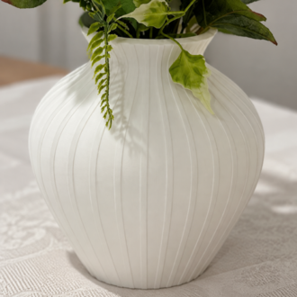 Beyaz Burgulu Dekoratif Vazo | Jade White 3D Baskı