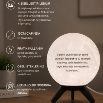 Fotoğraflı Kişiye Özel Ay Lambası