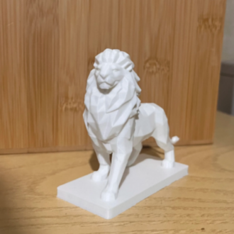 Low-Poly Aslan Heykeli - Modern Geometrik Dekoratif Obje