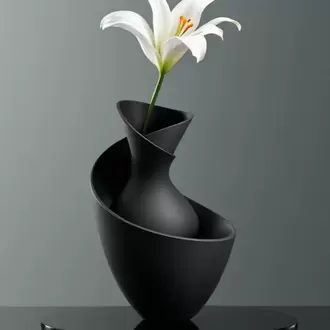 Modern Siyah Spiral Vazo – Dekoratif & Şık Tasarım