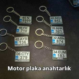 Motor Plaka Anahtarlık 3D Baskı Kişiselleştirilebilir