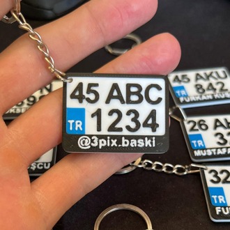 Motor Plaka Anahtarlık 3D Baskı Kişiselleştirilebilir