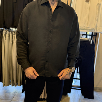 Modal Kumaş Rahat kalıp Gömlek Siyah 
