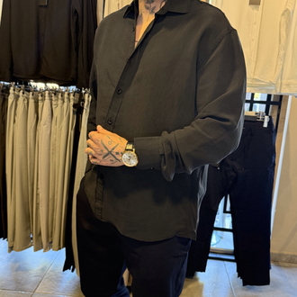 Modal Kumaş Rahat kalıp Gömlek Siyah 