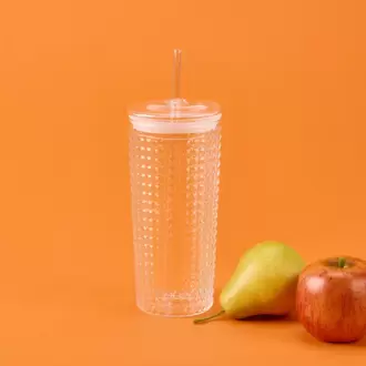 Mien Pipetli Cam Bardak - Şeffaf - 550 ml