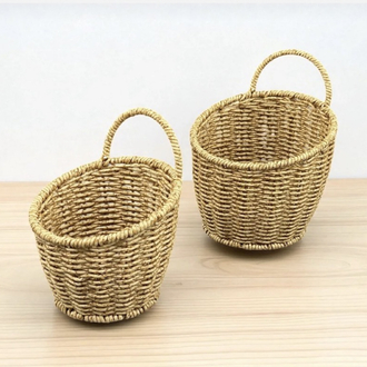 2li Hasır Rattan Kulplu Sepet