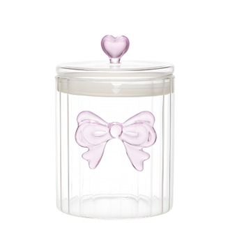 Şeffaf Cam Fiyonk Detaylı Kavanoz 1000 ml – Kapaklı Dekoratif Saklama Kabı (11x15 cm)