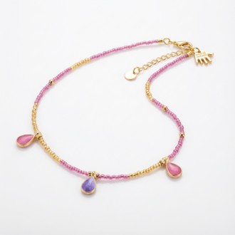 Handmade Pembe Boncuk Tasarım Kolye