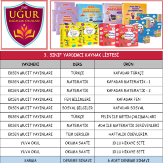 3. SINIF KUŞCAĞIZ UĞUR DAĞASLAN KURS