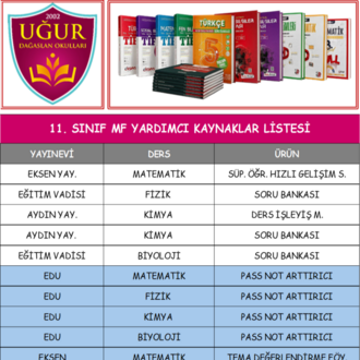 KOLEJ 11 SINIF MF YARDIMCI KAYNAK LİSTESİ