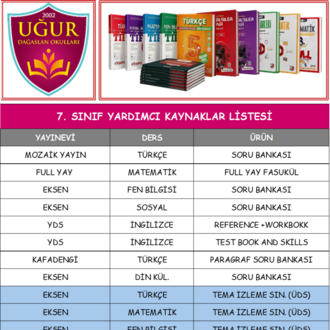 7. SINIF KUŞCAĞIZ UĞUR DAĞASLAN KURS