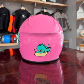 Dinozor Temalı Pembe Çocuk Yarım Kask