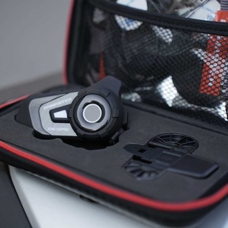 Knmaster KN6100 PRO Motosiklet Kask İnterkom Seti-Karbon Siyah